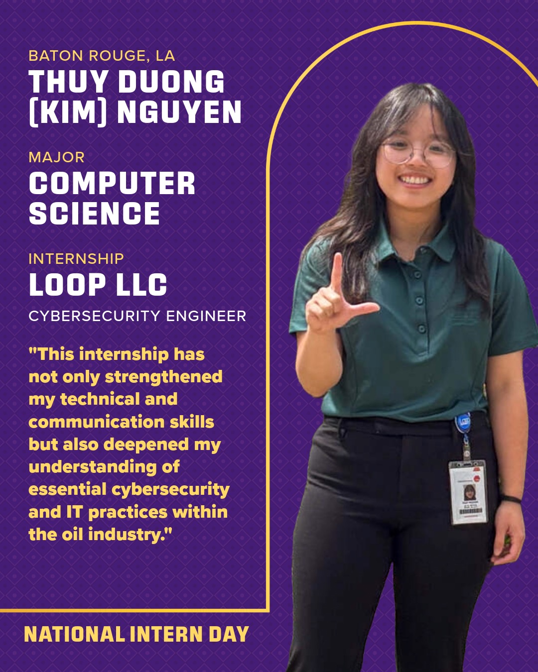 Intern Day photo and quote by Thuy Duong Kim Nguyen; text version follows at bottom of page.