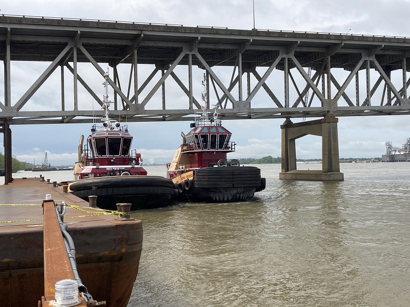 Boats in the dock in downtown Baton Rouge