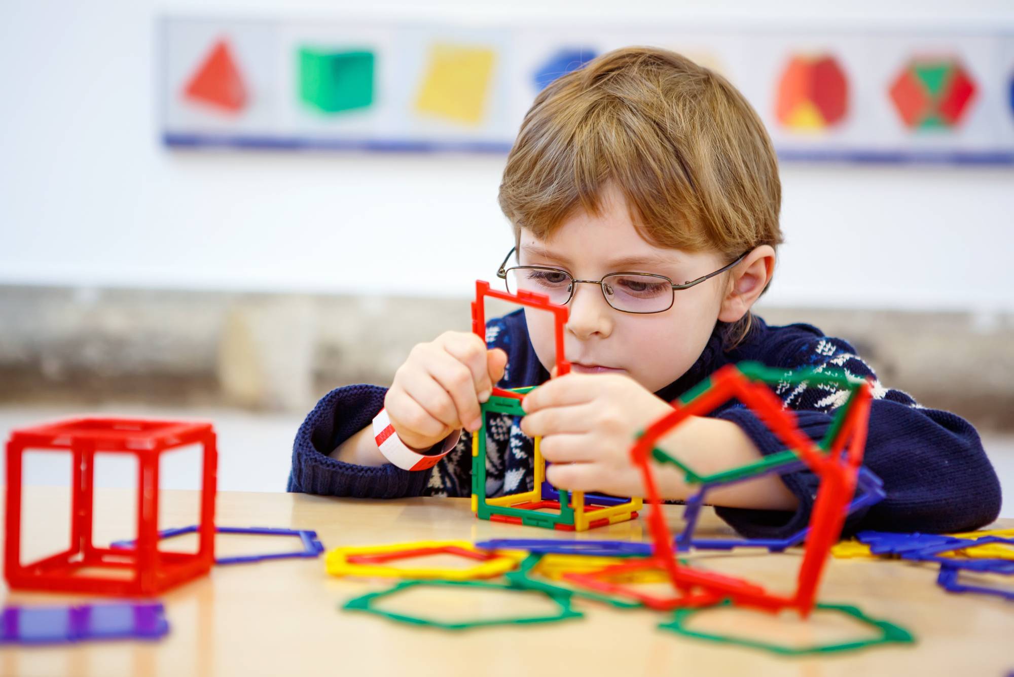 child playing with blocks