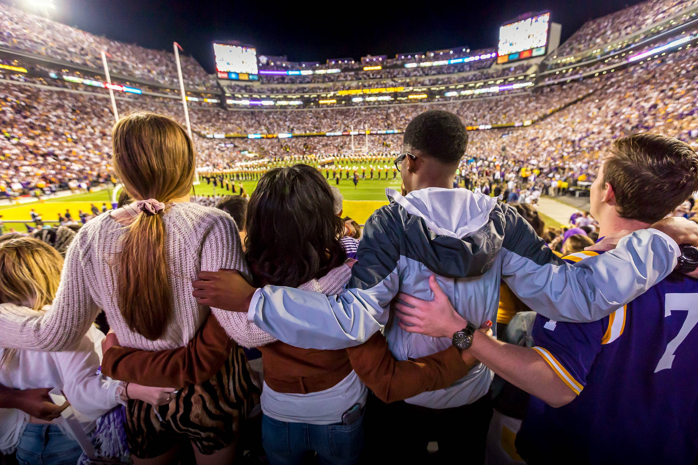 Students at football game