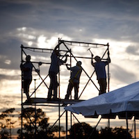 Students oversee construction site.