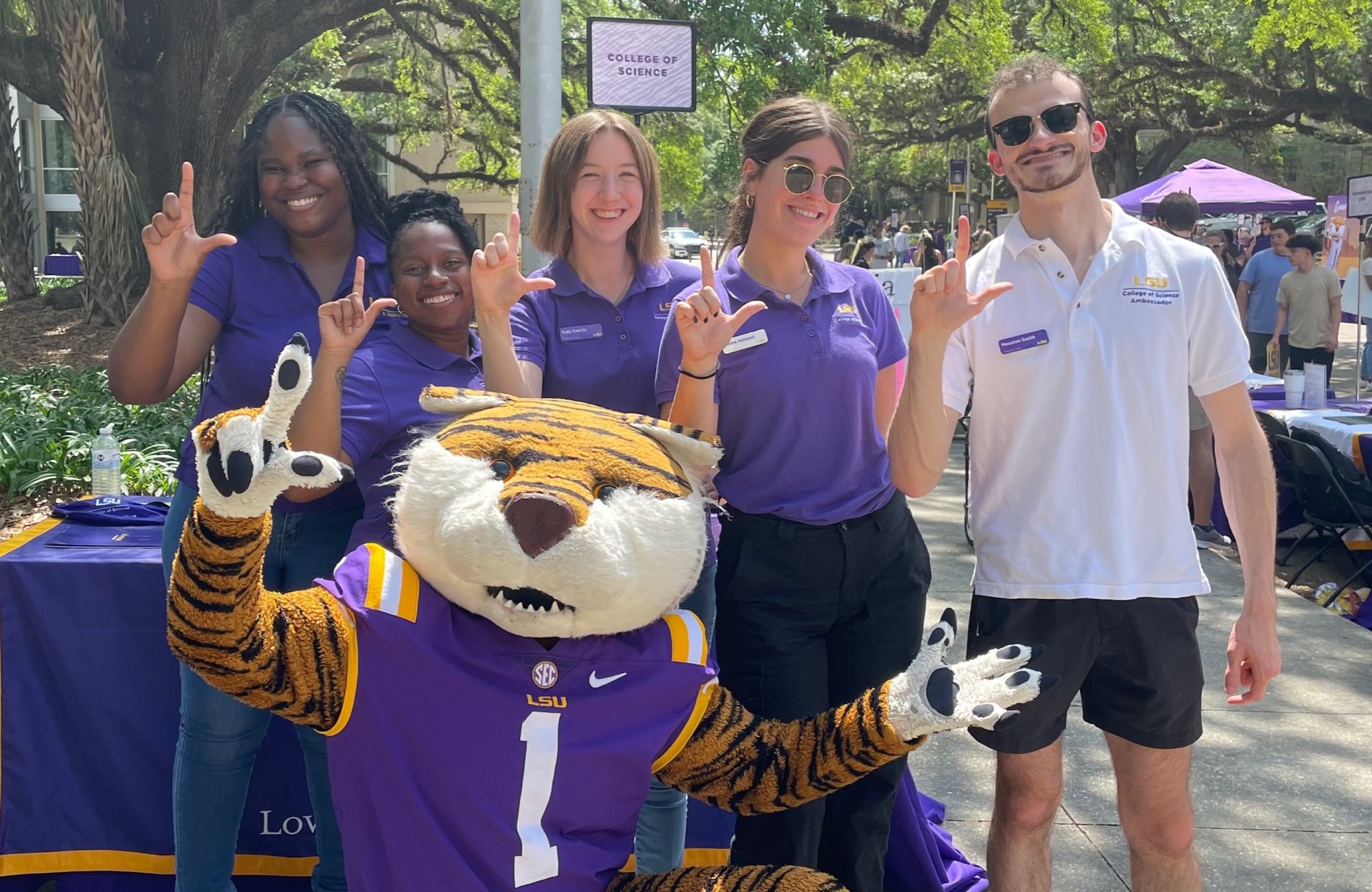 students with Mascot Mike